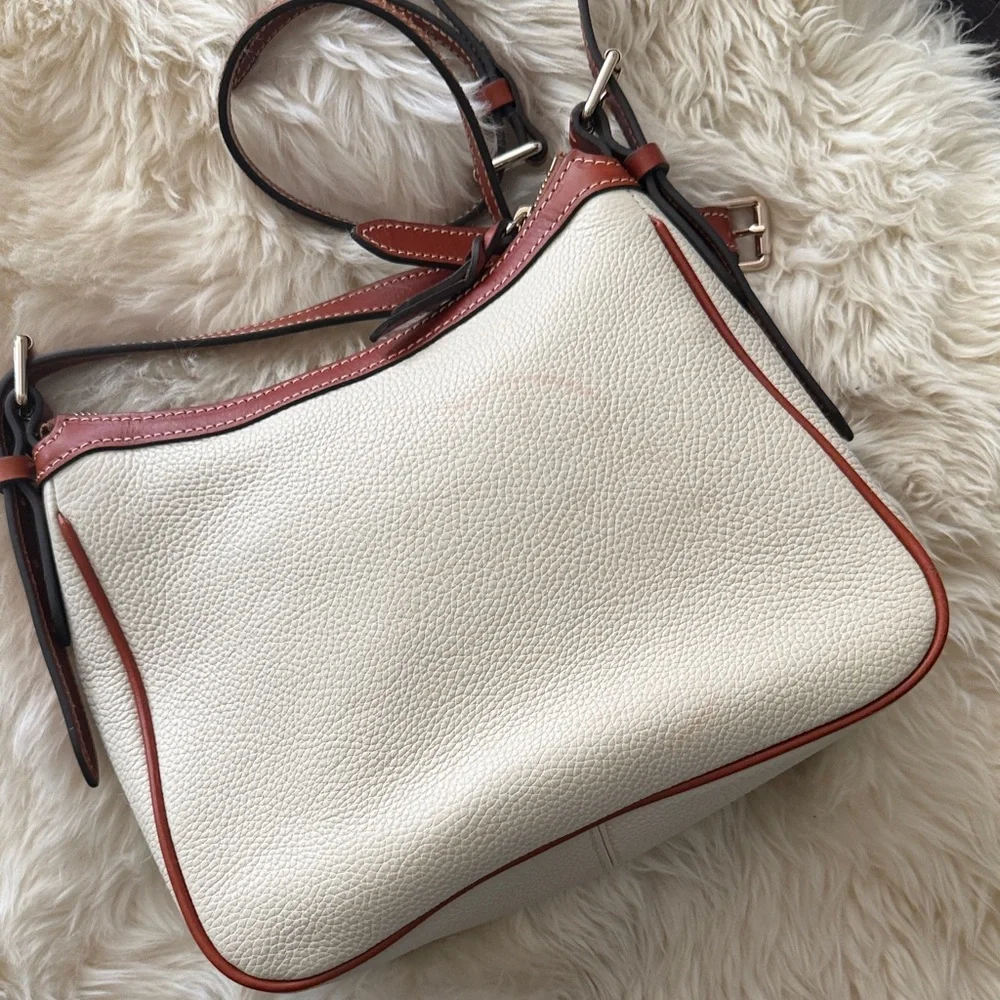 Dooney & Bourke Cream and Brown Leather Crossbody - Picture 4 of 6